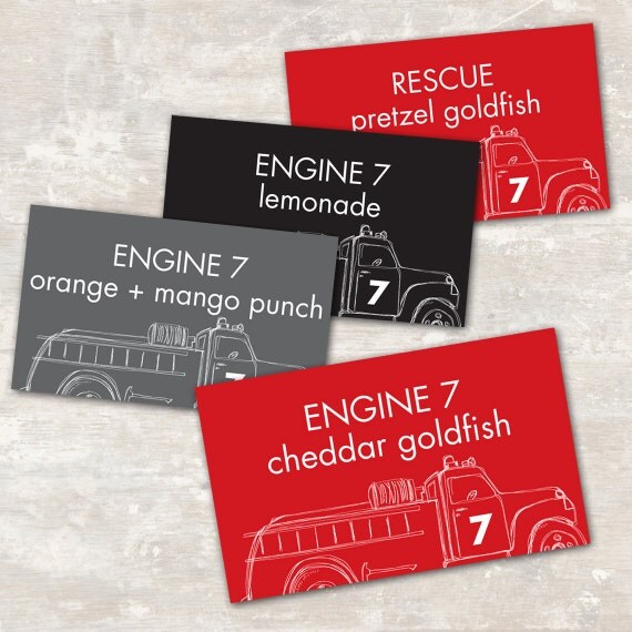 PRINT & SHIP Fire Truck Birthday Jar Labels (set of 8) >> personalized and shipped to you | Paper and Cake Il_570xn