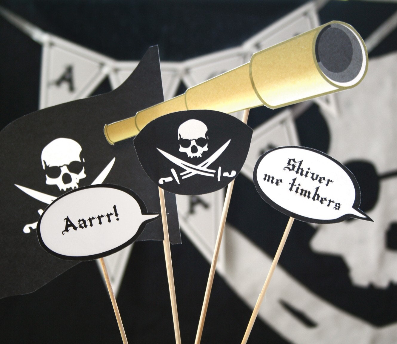 Pirate Printable PHOTO BOOTH PROPS Editable Text