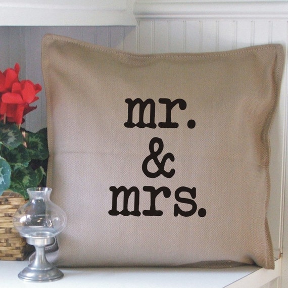 mr. and mrs. pillow cover by ElizaJay on Etsy
