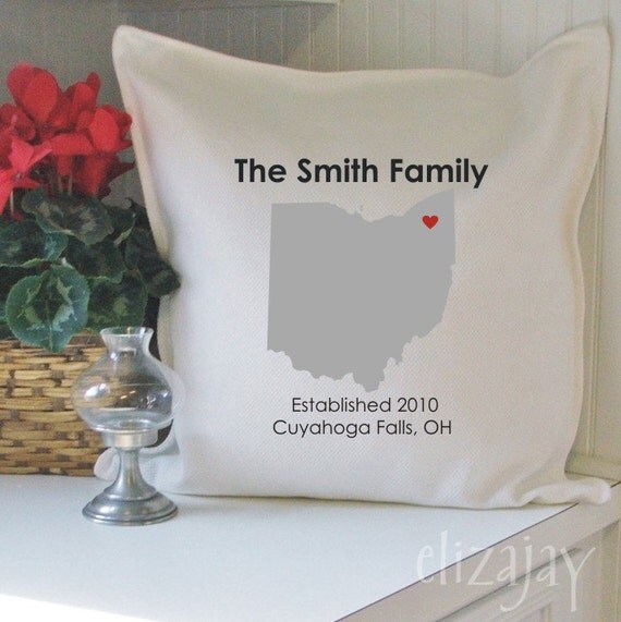 Ohio family state personalized pillow cover by ElizaJay on Etsy