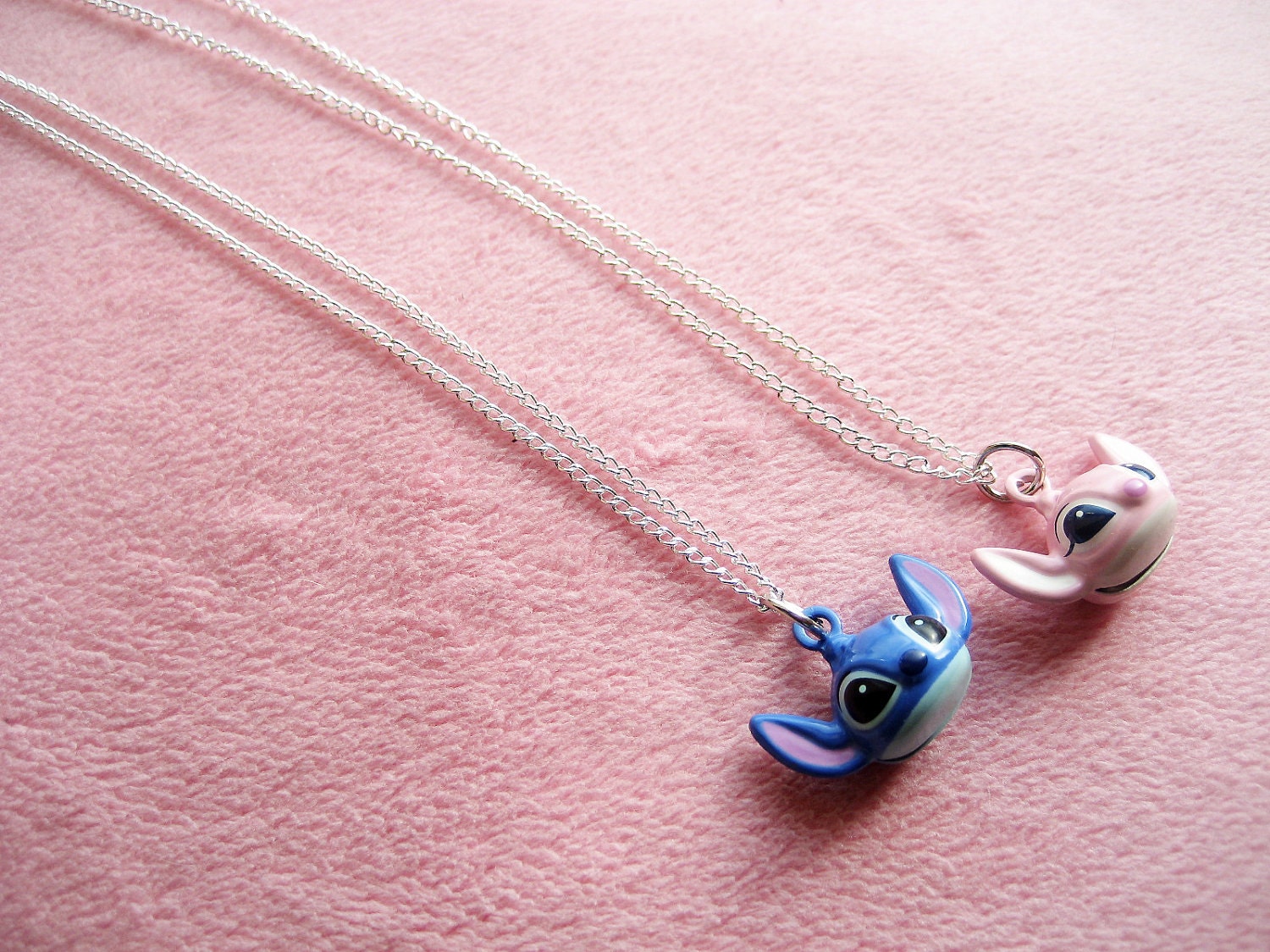 Stitch and Angel Couple Love Necklace. Lover. Disney. Cute.