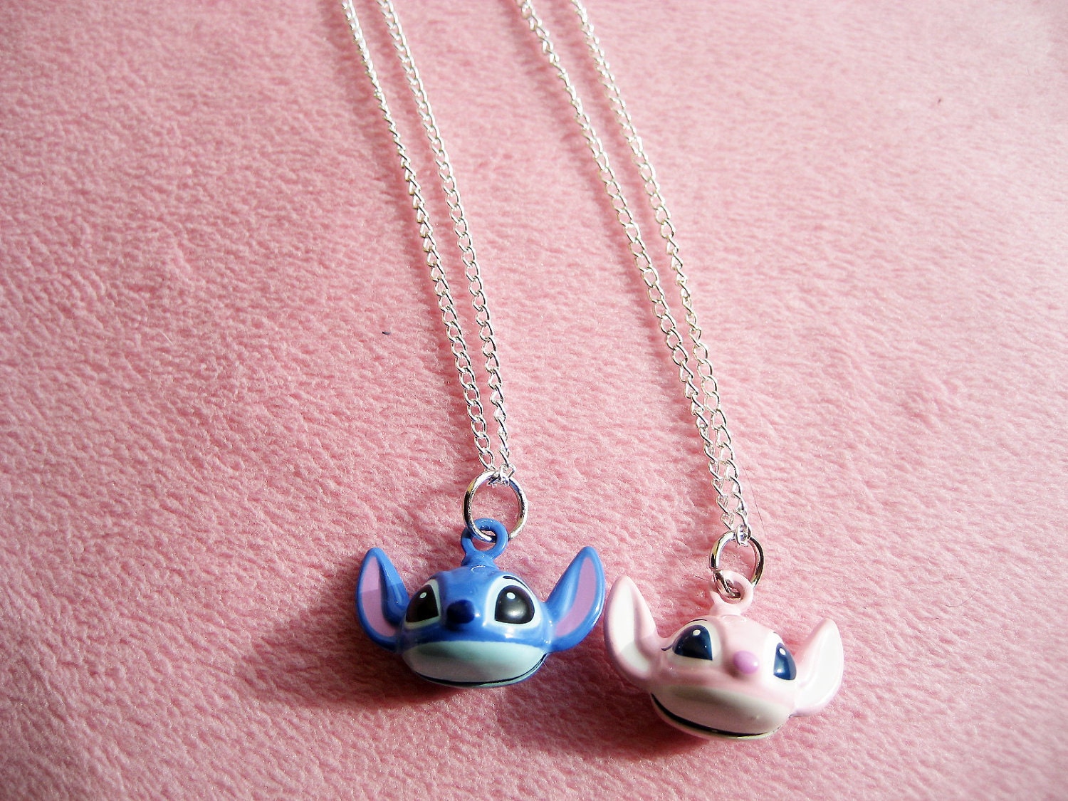 Stitch and Angel Couple Love Necklace. Lover. Disney. Cute.