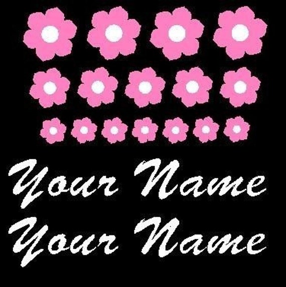 Bike Flower Decal Sticker Name Set