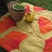 RESERVED - Picnic Blanket- MARIMEKKO Large Outdoors Blanket in Orange and Gold Gingko Leaves (Wedding Gift Idea)