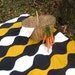 AS SEEN in American Craft Magazine - Marimekko Picnic Blanket - Black Gold Geometric - Quilted Summer Outdoors Blanket (Ready to Ship)