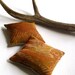 Balsam Sachets with Vintage Japanese Kimono Silk in Gold SET of 2 - Fragrant Maine Woods Pillows with Copper Birds (Ready to Ship)
