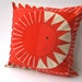 rare Vera 1950s throw pillow cover - pillow sham handmade with vintage Vera cotton scarf in red and white sun (only 1 - ready to ship)