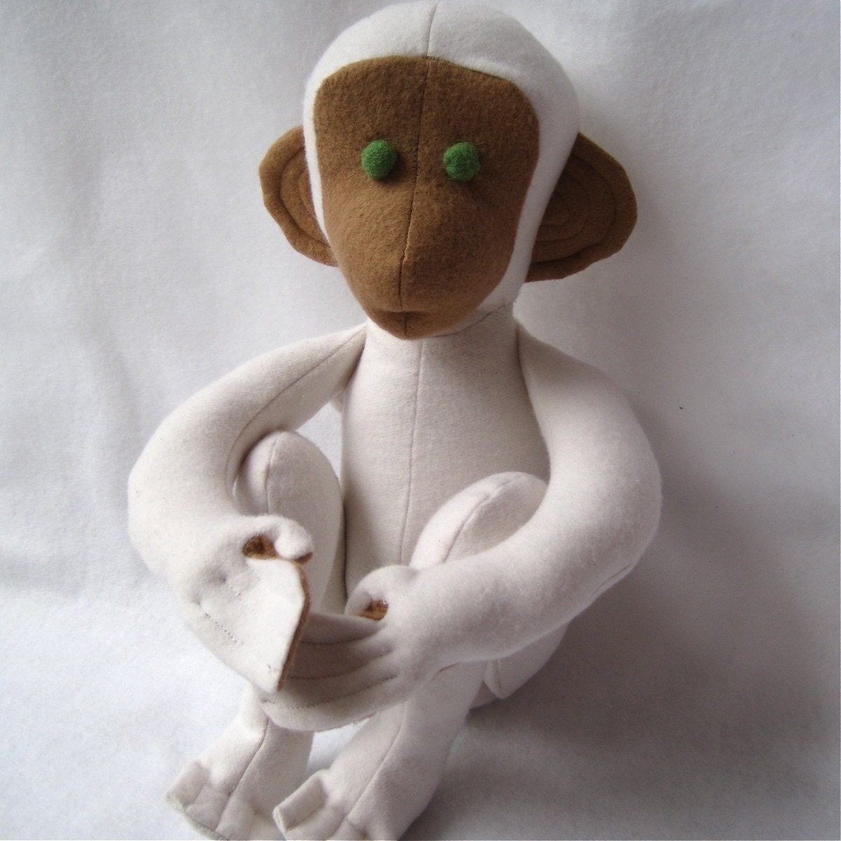 ORGANIC toy monkey baby stuffed animal in natural white brown