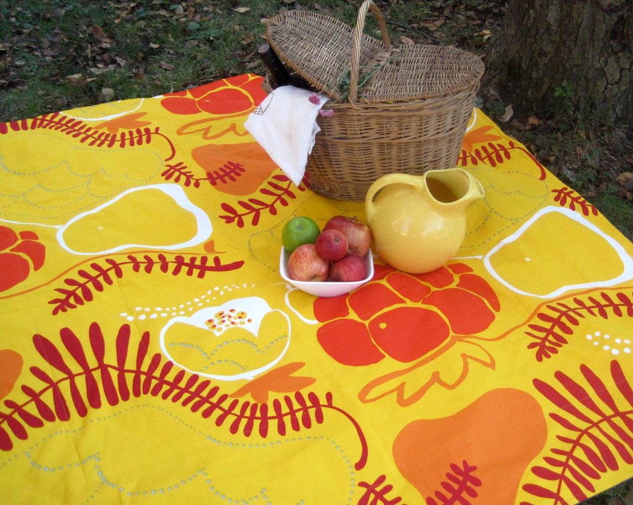 Marimekko Picnic Blanket mustard eco friendly mod orange