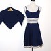 Vintage Dress 60s Navy Polka Dot with Wrap Couture Bob Bugnand