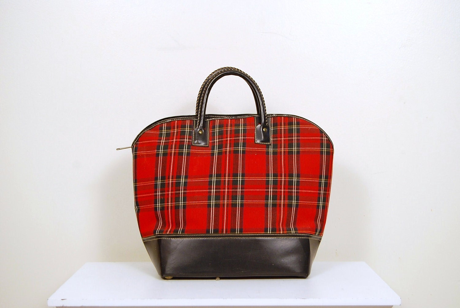 Red Plaid 1960s Tote Bag