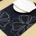 White Magnolia Placemats - Linen Placemats set of 6 - Dark Blue Linen with White Flowers - Embroidered Placemats - Table Linen