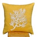 Coral Pillow Cover, White Coral Yellow Linen Pillow, PIllow Case, Yellow Cushion Cover, Throw Pillow 18 x 18