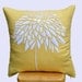 White Peony Flower Pillow Cover, Embroidered Throw Pillow Cover 18 x 18, Yellow Cushion Cover, Accent Pillow, Pillow for Couch, Linen Pillow