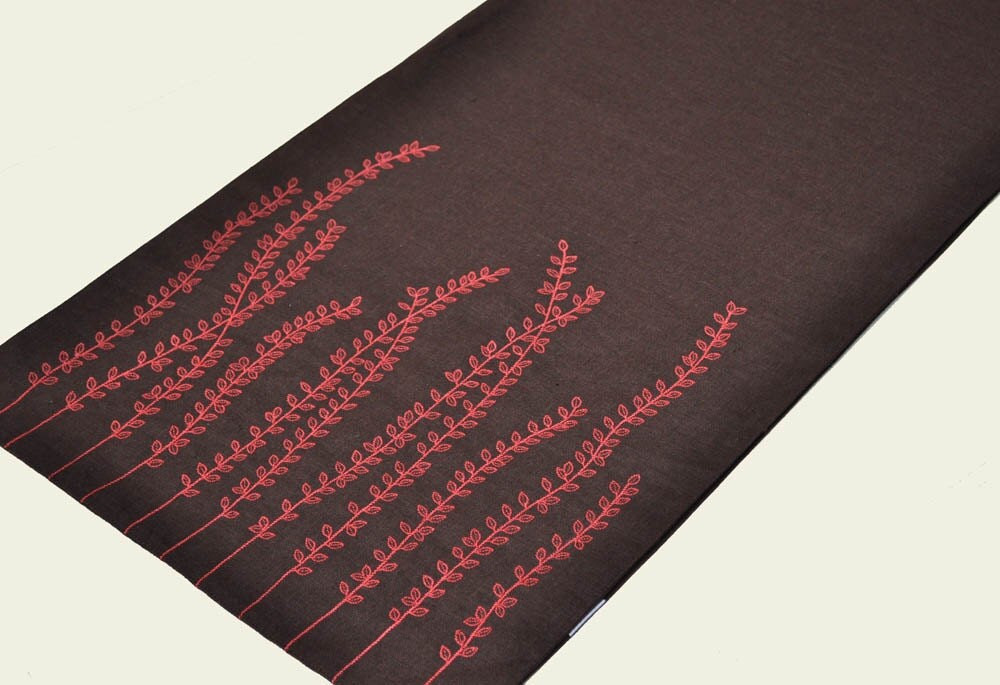 Fern Table Runner Linen Table Runner Dark Brown Linen Orange