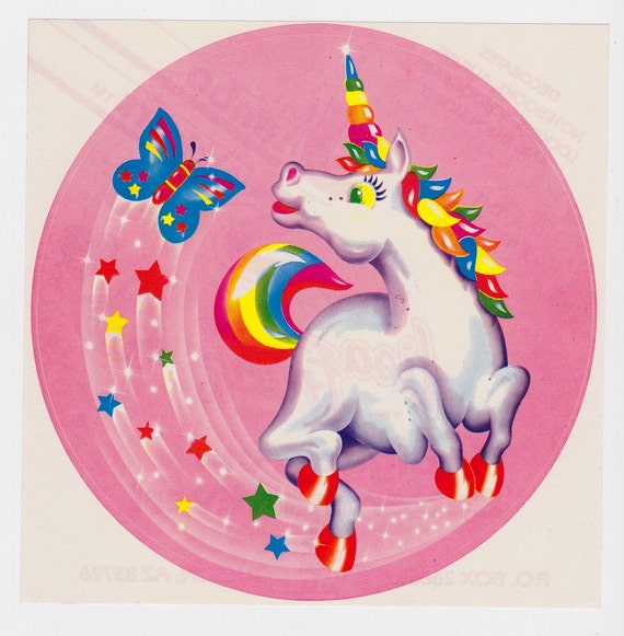 Very Rare Vintage 80s Jumbo Lisa Frank Rainbow Unicorn Sticker
