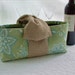 Wine Bottle Carrier Tote Bag in Graphic Floral with Burlap Bow Handle