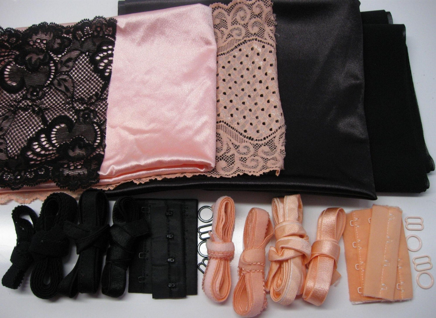 Hand Dyed Bra Making Kit Mix and Match Peachy Pink and