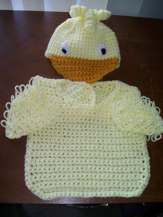 Crochet Pattern Duck Baby Cap and Bib Set