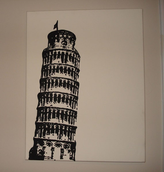 Original Leaning Tower of Pisa Painting