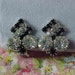 Vintage Deco Rhinestone Black and Clear Clip On Earrings
