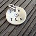 Hand stamped charm 1/2 inch tasty tag sterling silver custom ONE charm