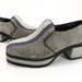 Vintage 70s 90s Hush Puppies Platform Striped Grey Suede Ladies 7