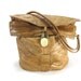 Eel Skin Bucket Purse in Latte Brown 1980s Gold tone Details