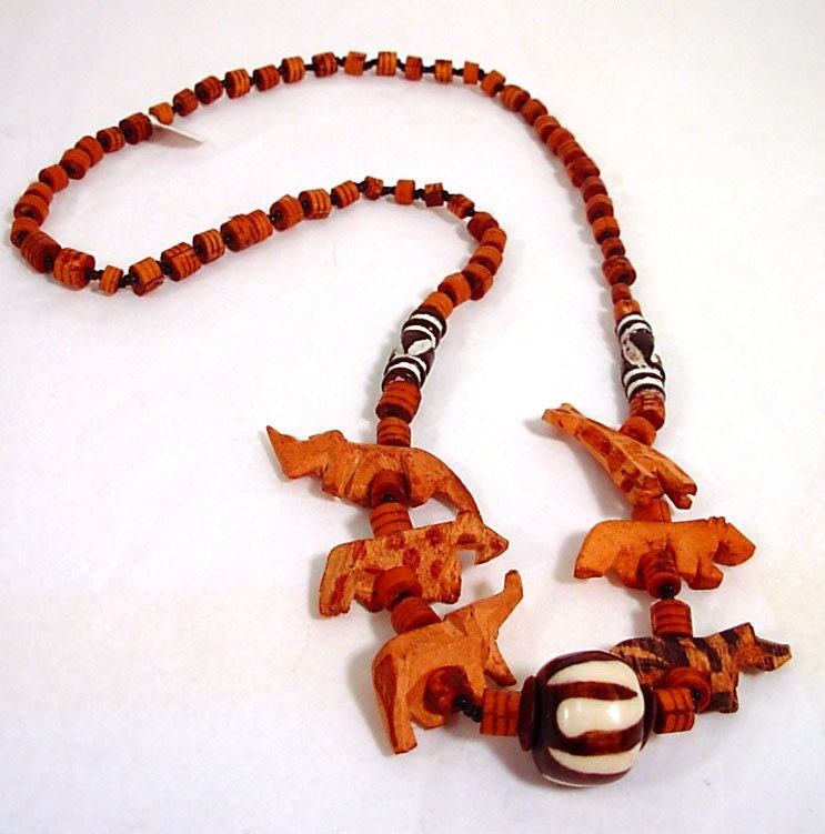 Carved Wooden African Animal Necklace by Kokorokoko on Etsy
