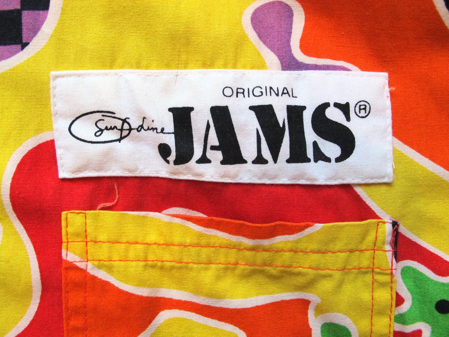 Vintage 1980s Mens Jams By Surfline Crazy Pattern Button Up