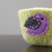 felted wool bowl - pistachio green wool bowl with purple and grey felt bird- gifts for spring her under 25 mothers day easter birthday
