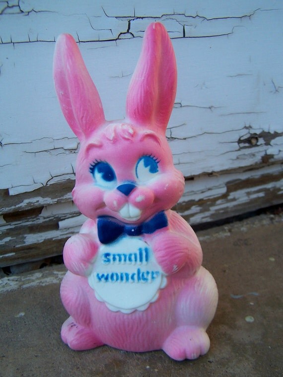 pink bunny squeaky toy