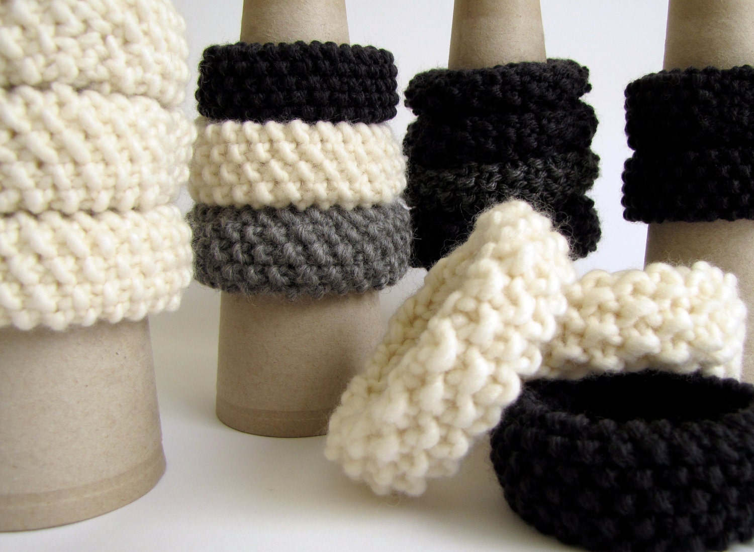 set of 3 hand knitted bracelets choose your colors by ethelruby