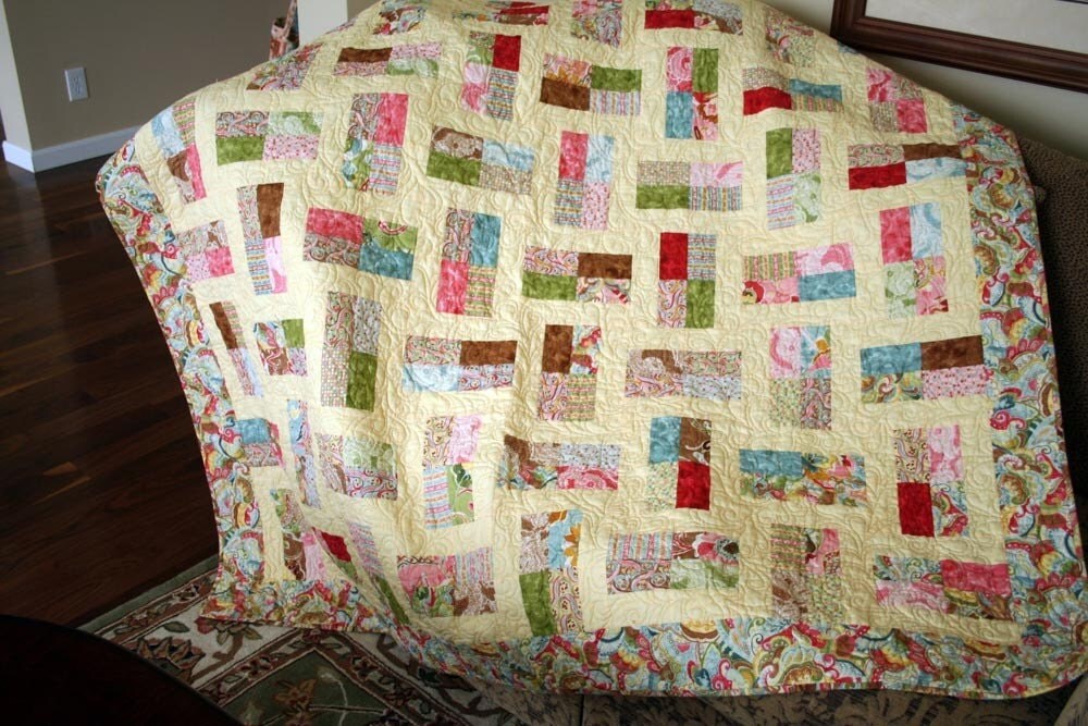 Large Throw or Couch Quilt 67x75 Shabby chic by deerviewquilting