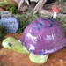 Turtle - Wild - Bright green purple -Vintage Guy from the past...Ceramic Garden Statue