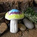 Funky Mushroom Purple green Turquoise Amanita Mushroom Stake.Statue ...... Hand Sculpt ceramic glazed Gnomes Love them.