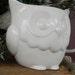 Large Ceramic Owl Planter .... Modern White ceramic Glazed - Serving bowl -1/2 gallon