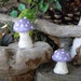 2 Mushroom Stake Lavender Polka dot speck Miniature Ceramic Pottery glazed fairy, gnome or dollhouse garden statues - amanita fly