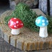 2 ceramic mushroom Stake miniature red amanita muscari .. .. terrarium or miniature gardens Glazed Glass Finish