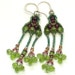 Three Drop Earrings in Leaf Green Peridot Burgundy Garnet Orange Sapphire Sterling Silver