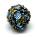 Cube Cluster Beaded Bead in Blue Gold