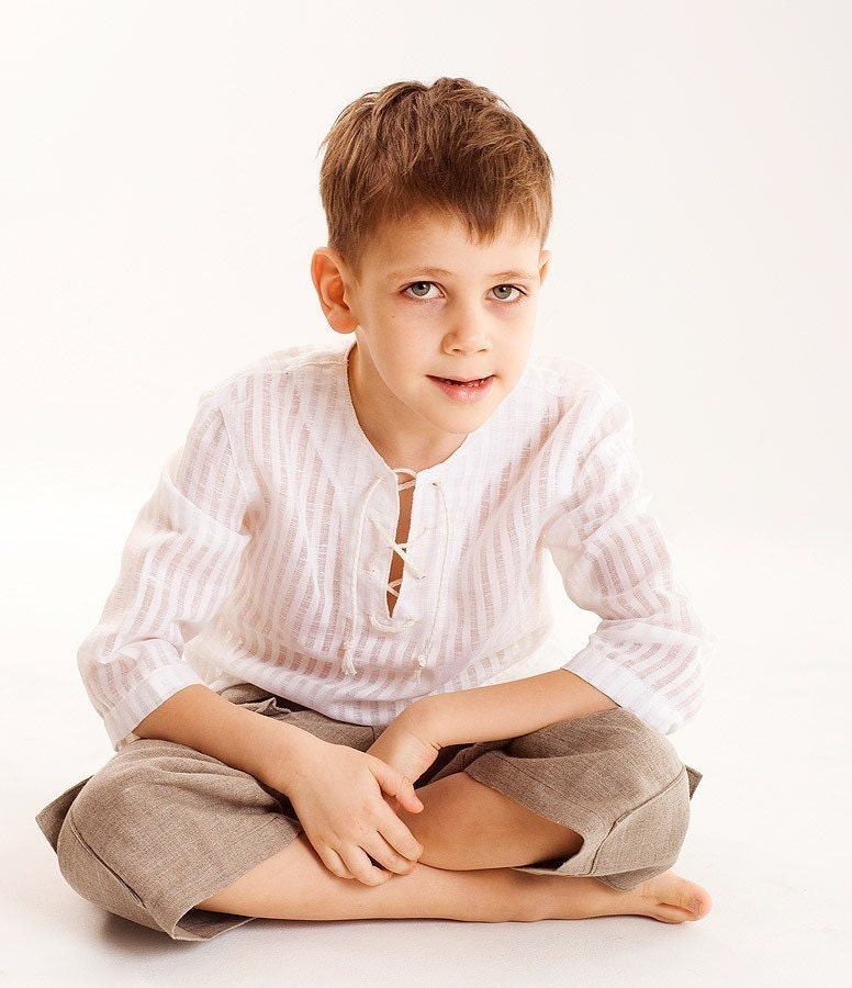 baby white linen shirt