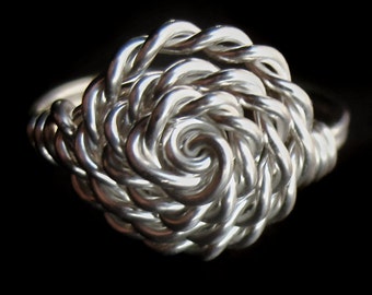 Sterling Silver Twisted Rope Rosette Ring