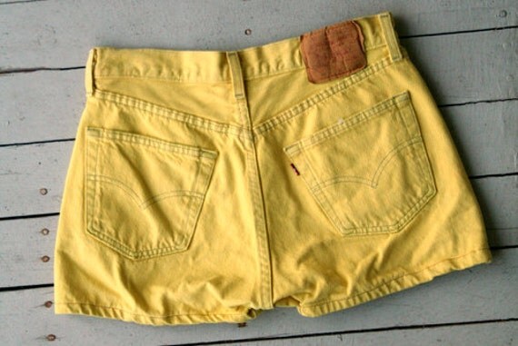 Yellow levi shorts Clearance