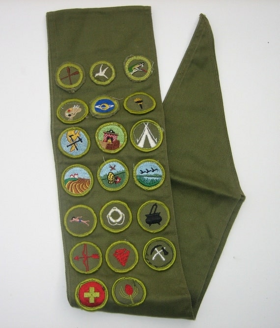 Vintage Boy Scout Sash with Patches by americathebeautiful on Etsy