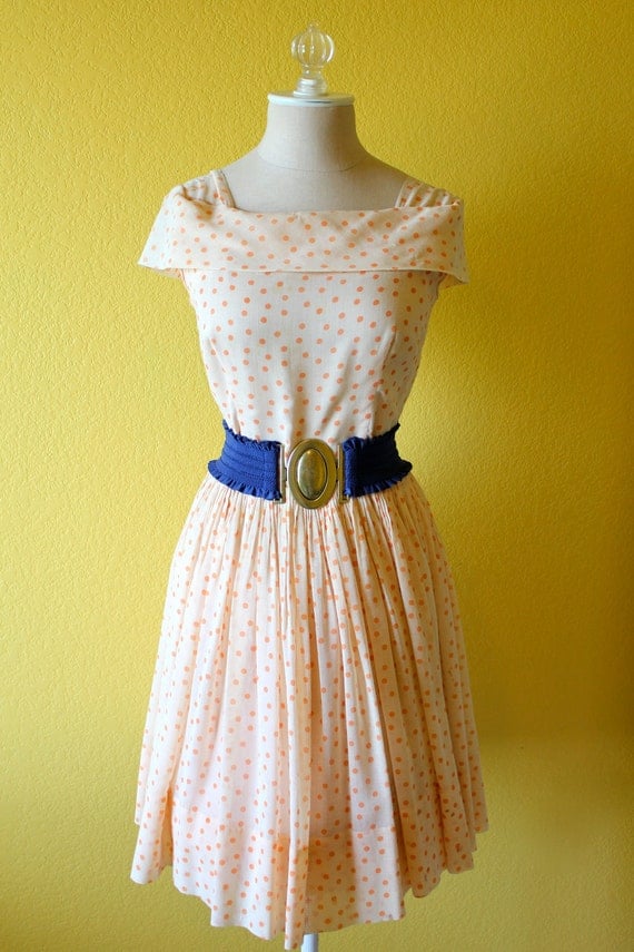 1950's S Orange Polka Dotted Creamsicle by