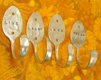 Live Laugh Love Dream 4 Spoons hooks PERSONALIZED