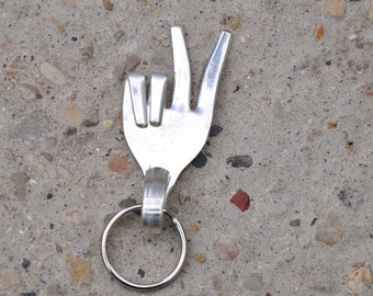 Fork Peace Sign Keychain