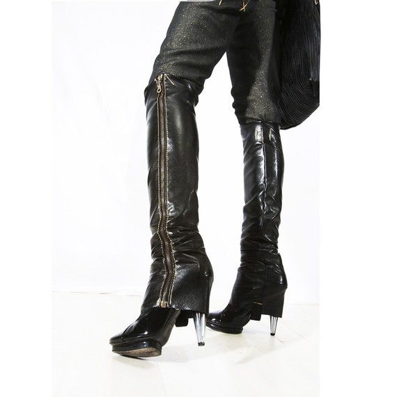 Items similar to Faux leather Zip Up leg warmer boot legs sultry sexy