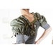 OOAK teal Leather Sleeve Harness - Romantic haute Couture fashion Accessory - Silk - blue gray top
